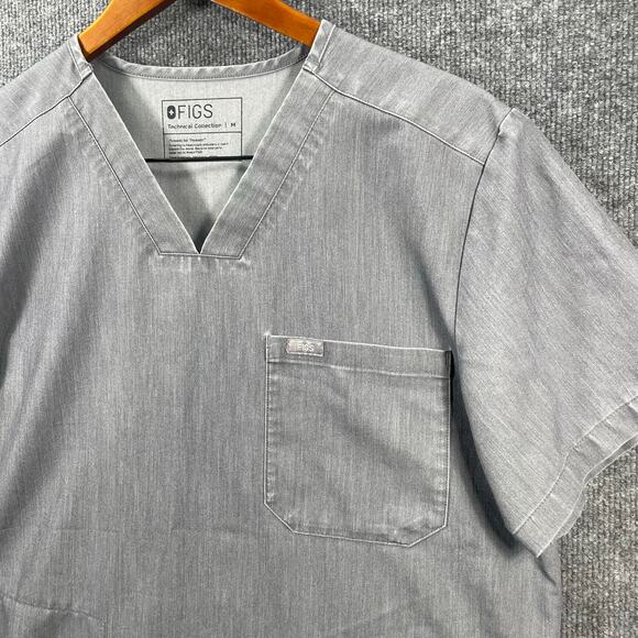 Figs Chisec Three-Pocket Scrub Top Men's M Gray Medical Nursing Uniform Hospital - Picture 2 of 10